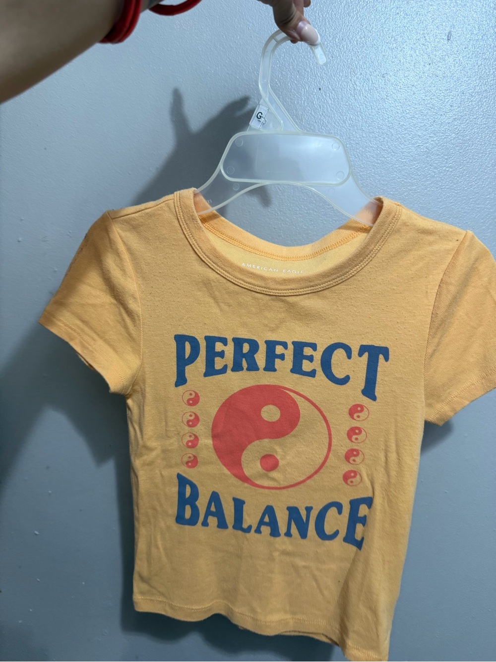 American Eagle Outfitters Yellow Tee with Red & Blue Graphic